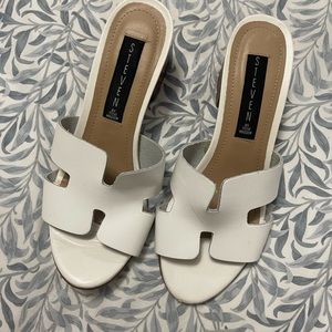 STEVEN White Block Heel H Sandal